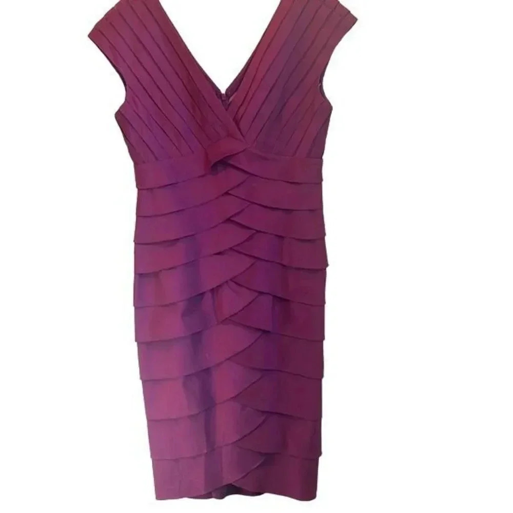 Adrianna Papell Purple Pleated Dress